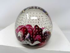 Monte Dunlavy Art Glass Red & Cream Controlled Bubble Paperweight picture