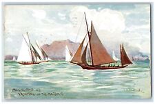 1911 Auckland New Zealand Yachting on the Harbour Oilette Tuck Art Postcard picture