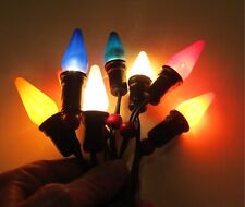 8 Vintage C6 Cone Shaped Christmas Light Bulbs Working NOMA Cord REd Wood Berry picture