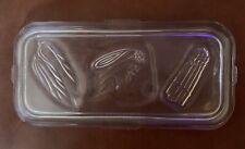 Vintage Clear Glass Rectangular Refrigerator Dish Embossed Lid picture