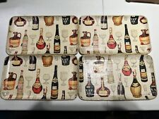 Set of 4 Vtg Bar Snack Trays Alcohol Proof Vintage Japan Liquor Bottles picture