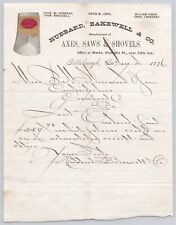 Hubbard Bakewell & Co Pittsburgh PA Axe Saw Manufacturers Letterhead 1876 BH1-55 picture