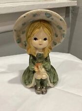 Cutest Vintage Chalkware “Girl with Big Hat” Bank picture