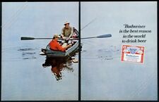 1967 Budweiser Beer fisherman fishermen in boat photo vintage print ad picture