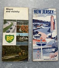 vintage U.S. Road Map LOT American 1965 New Jersey & BP 1969 Miami Rand McNally picture