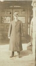 Early 1900s RPPC of man in long dress coat real photo postcard unmailed picture