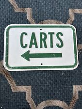 VTG Embossed Metal Painted Golf Course Sign 14”x9” - CARTS ⬅️ Cart Path Sign picture