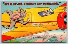 Comic Humor c1940's Airplane Open Up Joe - I Forgot My Overshoes MWM Postcard picture