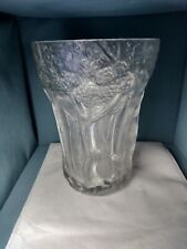 1950s Art Deco Style Moulded And Frosted Glass Vase With Forest Scene... picture