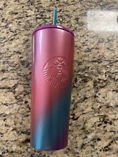 Starbucks 24oz 2022 Shimmer Ombre Stainless Steel Purple/Pink Tumbler picture