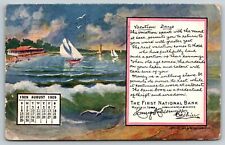 Waterloo Iowa~Have Money To Spend Vacationing in a Sailboat~FNB Calendar PC 1909 picture