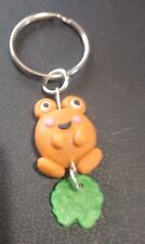 handmade polymers clay frog with lily pad keychain picture