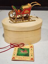 1986 NEW NRFB Hallmark Ornament Country Treasures Christmas Sleigh IN WOOD BOX picture