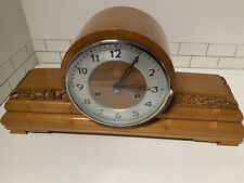 Vintage 1940s Art Deco 555 15 Day Walnut 15 Day Striking Mantel Clock - Working picture