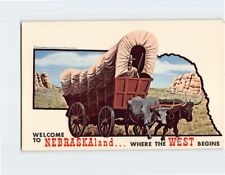 Postcard Conestoga Wagon & Oxen Welcome to Nebraska USA picture