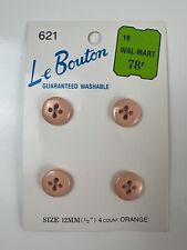Vintage NOS Le Bouton 4 Count Orange Buttons 12MM #621 Replacement Buttons picture