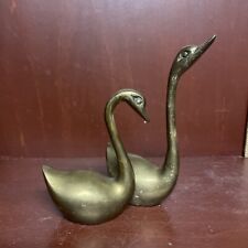 Vintage Set of 2 BRASS Swans Or Geese  Made in Korea 5-1/2” And 4” Tall picture