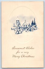 Christmas Postcard House And Church Winter Scene Embossed c1910's Antique picture