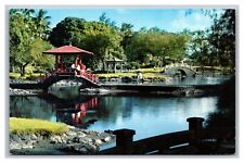 Hilo HI Hawaii Liliuokalani Park Pavilion Bridge Oriental Motif Chrome Postcard picture
