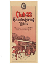 Vintage Disneyland CLUB 33 Thanksgiving Special Menu Brochure November 1985 picture