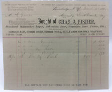 1885 Chas J. Fisher Milwaukee Lager, Bohemian Beer Bavarian Beer Lager Receipt picture