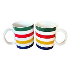 Set of two Hudson's Bay Company HBC mugs stripes ceramic coffee tea 12 ounces picture