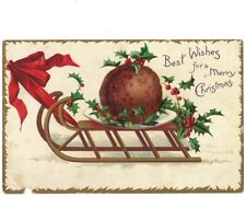 c1907 Best Wishes Merry Christmas Sled Sleigh Ellen H Clapsaddle Postcard picture