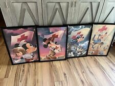 Framed Set of 4 Rare 1992 Walt Disney Mickey Mouse Red Cross Posters 26