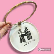Rare Mid-century Metal Towel Holder Ring With Great French Poodle Graphics picture