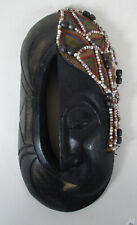 Vintage African Wooden Carved Tribal Art Soweto Orlando Face Mask Zulu Beaded picture
