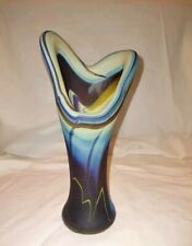 Vintage Hebron Phoenician Frosted Thick Glass Swirl Vase Satin Finish  picture