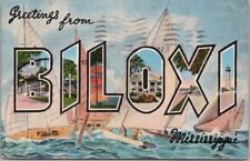 BILOXI, Mississippi Large Letter Postcard Yacht Race Scene / KROPP Linen 1943 picture