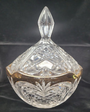 Vintage Fostoria Heavy Weighted crystal candy dish with beautiful gold trim picture