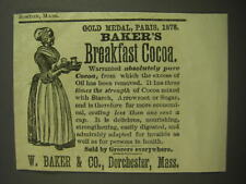 1887 Baker's Breakfast Cocoa Ad - Gold Medal, Paris, 1878 picture