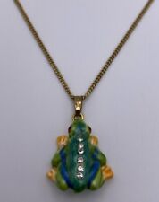 Kubla Crafts Enameled Tree Frog Pendant W/ Crystals & 19-Inch Necklace New 3781N picture