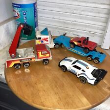 3 Vintage 1980’s Tonka, Porsche, Crane & Firestone Racing Semi Truck & Trailer picture
