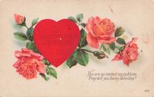 Vintage Postcard 1915 St. Valentine Greeting Red Hearts and Flowers 987 picture