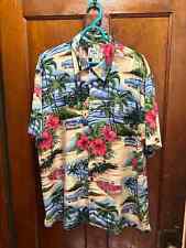 VINTAGE AUTHENTIC BIG DOGS BUTTON DOWN SHIRT HAWAIIAN PALM TREES, CARS DOG-LG picture