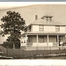 c1910s House Residence RPPC Fence Porch Real Photo Postcard Hoeman? Lovely A85 picture