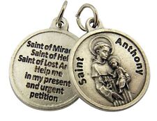 Silver Tone Catholic Saint Anthony Medal with Prayer Protection Pendant, 3/4Inch picture