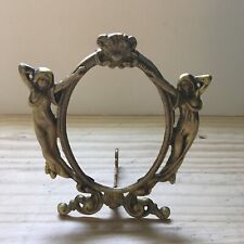Vintage 1930s Art Nouvean Ornate Solid Brass Gold Toned Oval Photo Picture Frame picture