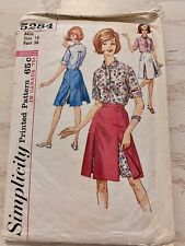 1960s Simplicity 5284 Skirted Shorts And Shirt Size 16 Bust 36 Waist 28 Hip 38 picture