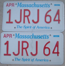 MASSACHUSETTS  pair 2020 license plates MINT condition  Spirit  America 1 JRJ 64 picture