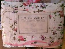 LAURA ASHLEY 100% COTTON BEDLINEN FULL FLAT PRIORY CRUSHED STRAWBERRY  1988 picture