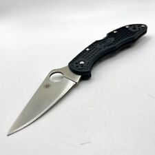 Spyderco Delica 4 Black C11FPBK Plain Edge Satin Blade Black Pocket Knife - New picture