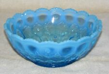 ANTQ. Fenton Art Glass Honeycomb & Clover Blue Opalescent Berry Bowl 9