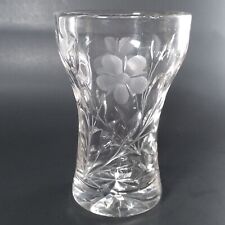 Tiffin Franciscan Clear Glass Vase Fluted Wheel Etched Flower Cut Leaves 5 Inch picture