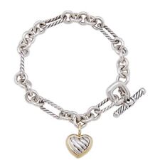 David Yurman Sterling Silver Cookie Heart Cable Oval 4.5mm Bracelet 6.5 Inches picture
