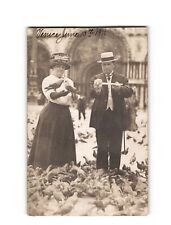 RPPC Vintage Postcard 1911 Venice Italy St. Mark's Square Pigeons Mailed to NYC picture
