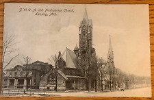 Michigan, MI, Lansing, Y.W.C.A. and Presbyterian Church, RPO PM 1908 Postcard picture
